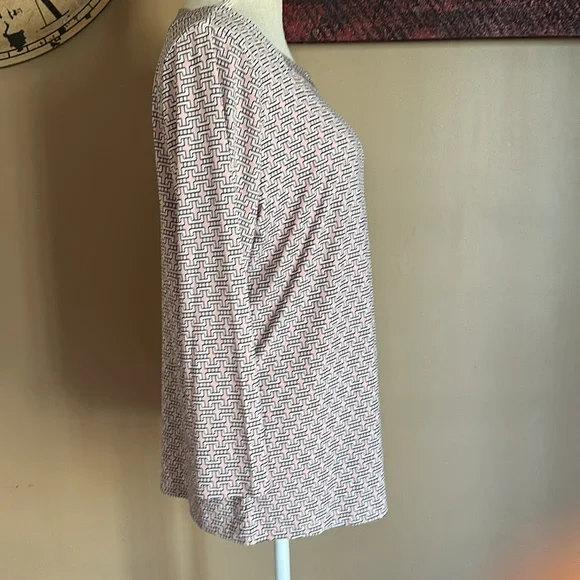 Liz Claiborne Women’s Geometric Pattern Square Neck Top Size Large Pink Black - Picture 4 of 9